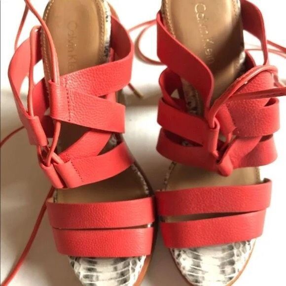 Calvin Klein Panelope Toscana Wrap Ankle‎ Strapping Heeled Open Toe Sandals 8 - Picture 3 of 12